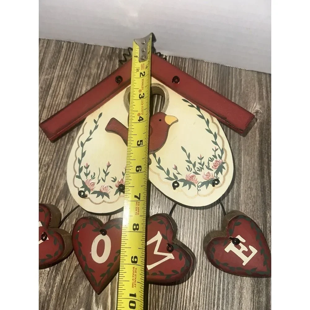 Cottage Core‎ Red Bird HOME Hanging Wooden Sign